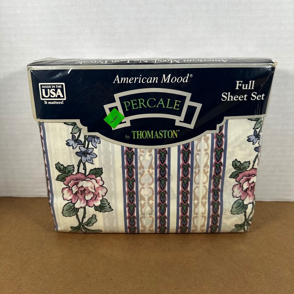 Thomaston American Mood Full Sheet Set Joanne Floral Ivory New Vintage USA